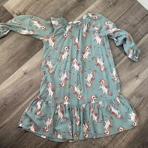 H&M Teal Unicorn Print Dress